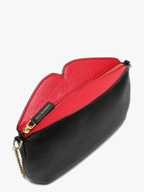 Cleo Black & Classic Red Grainy Leather Cross-Body Bag