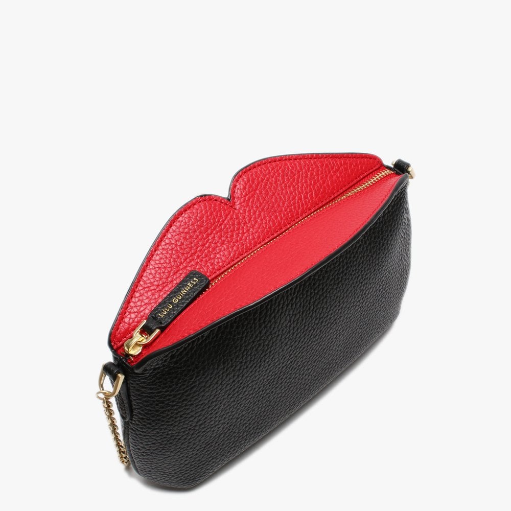 Cleo Black & Classic Red Grainy Leather Cross-Body Bag