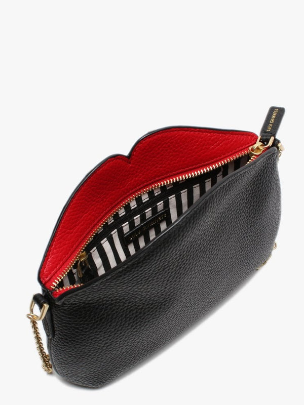 Cleo Black & Classic Red Grainy Leather Cross-Body Bag
