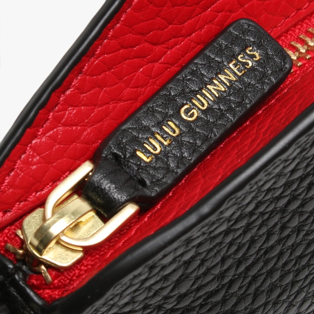 Cleo Black & Classic Red Grainy Leather Cross-Body Bag