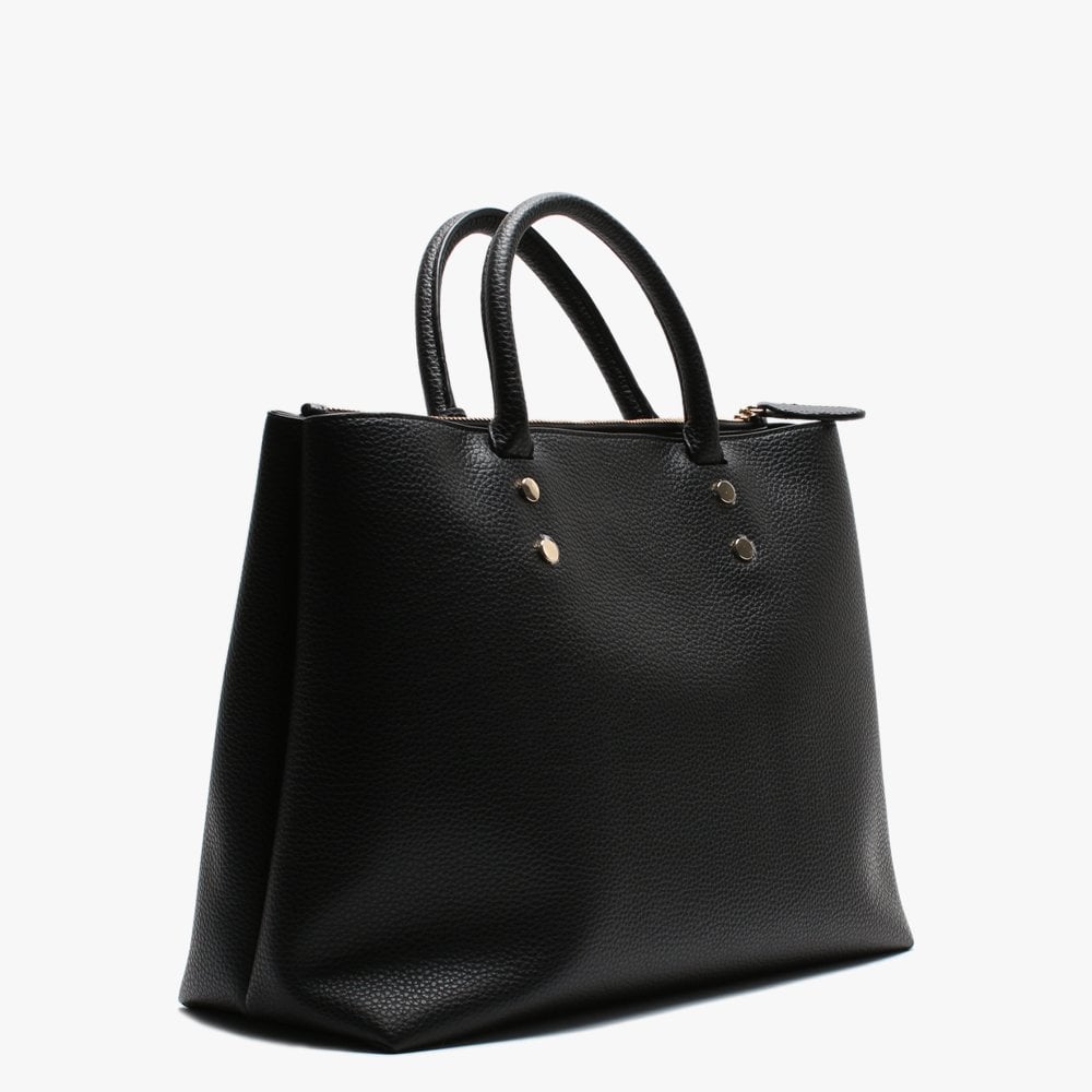 Raised Logo Black Shopper Tote Bag