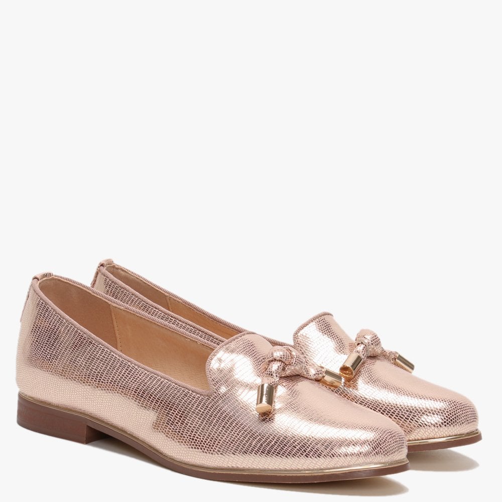 Eadlist Pink Metallic Reptile Tassel Loafers