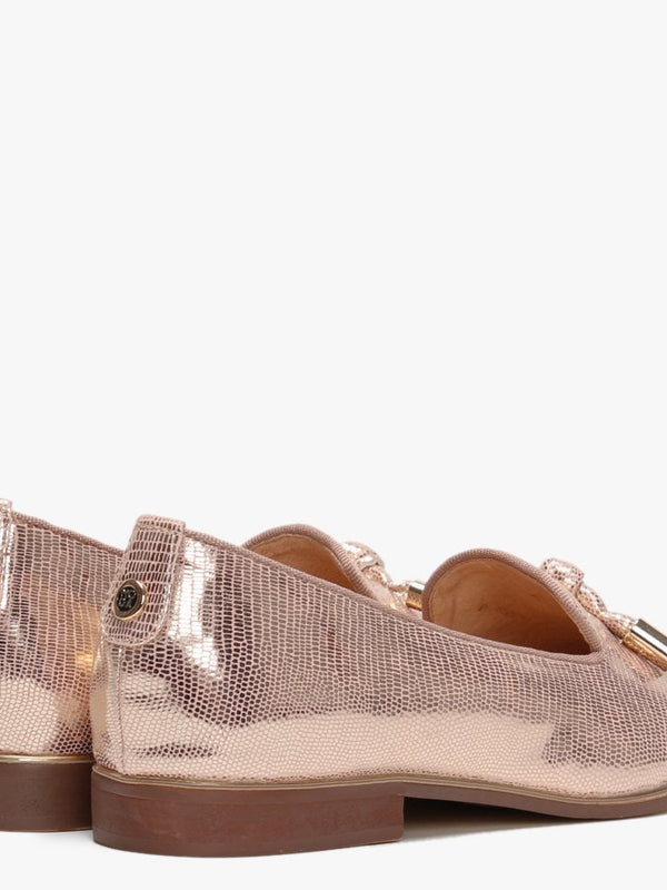 Eadlist Pink Metallic Reptile Tassel Loafers