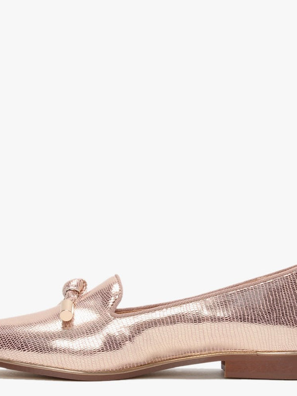 Eadlist Pink Metallic Reptile Tassel Loafers