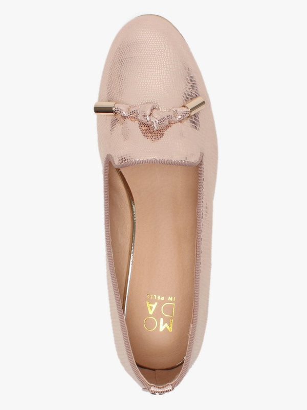 Eadlist Pink Metallic Reptile Tassel Loafers