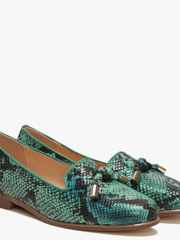 Eadlist Green Reptile Tassel Loafers