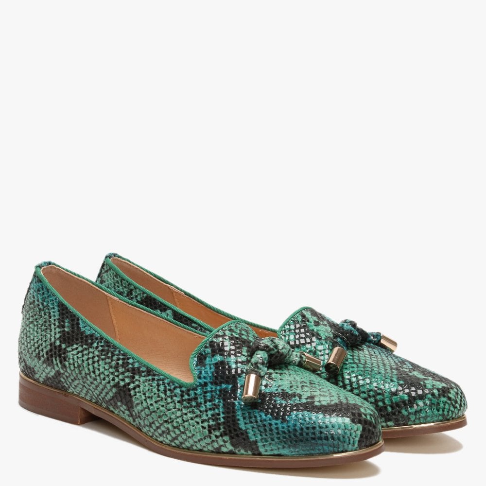 Eadlist Green Reptile Tassel Loafers