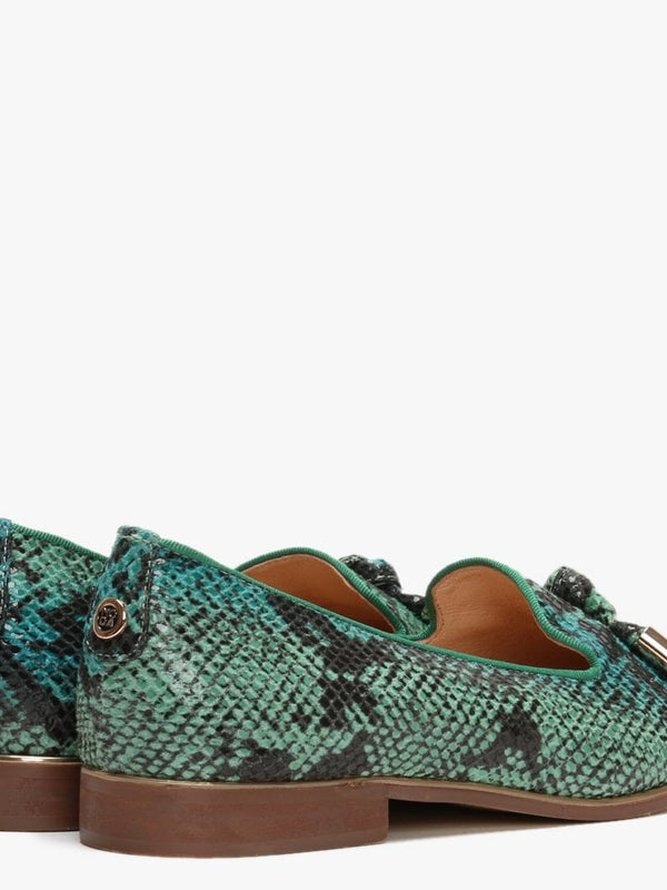 Eadlist Green Reptile Tassel Loafers