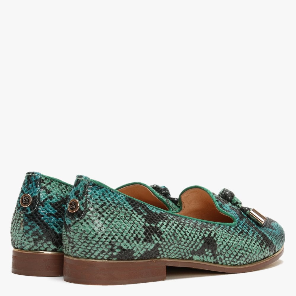 Eadlist Green Reptile Tassel Loafers