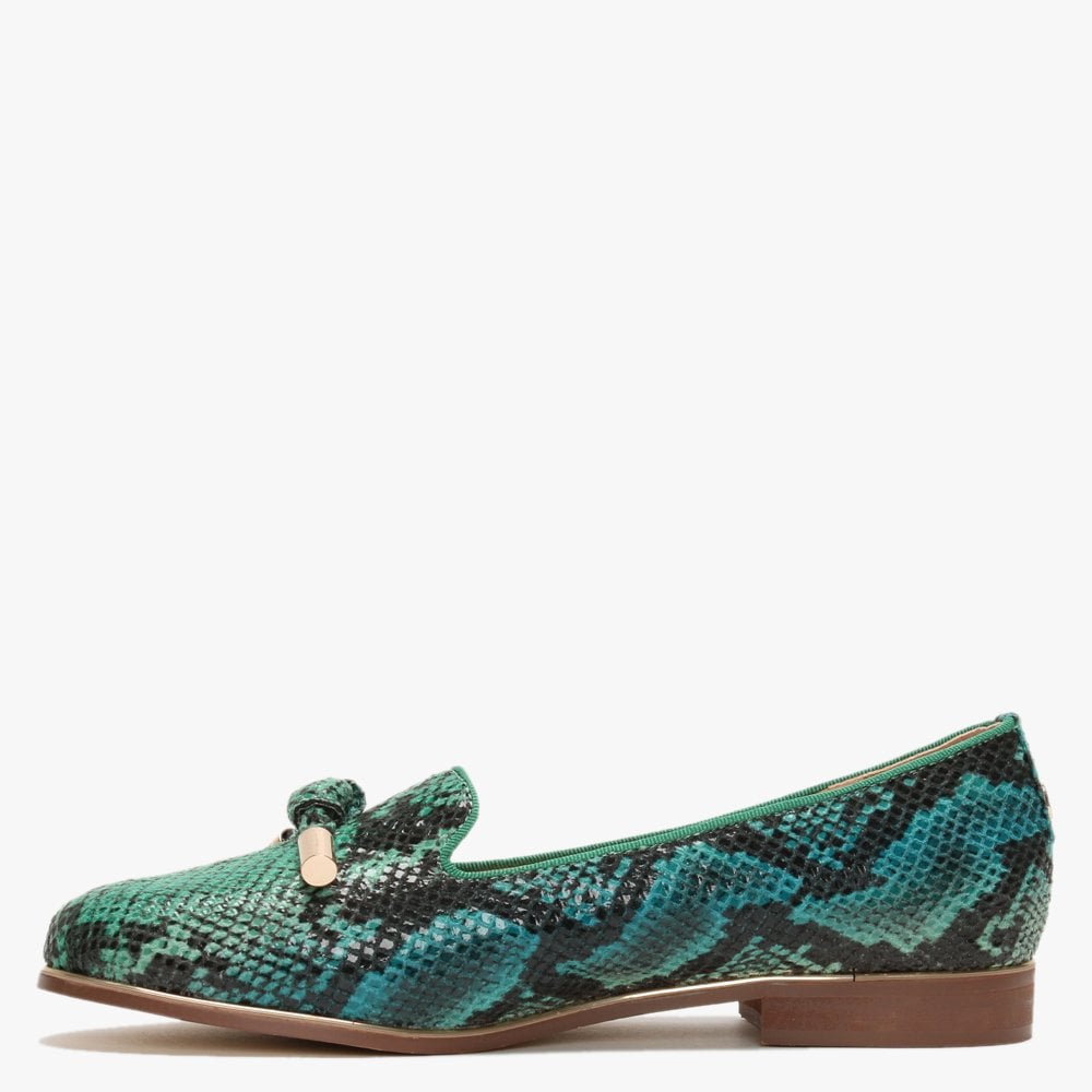 Eadlist Green Reptile Tassel Loafers