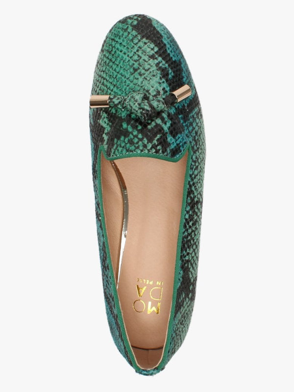 Eadlist Green Reptile Tassel Loafers