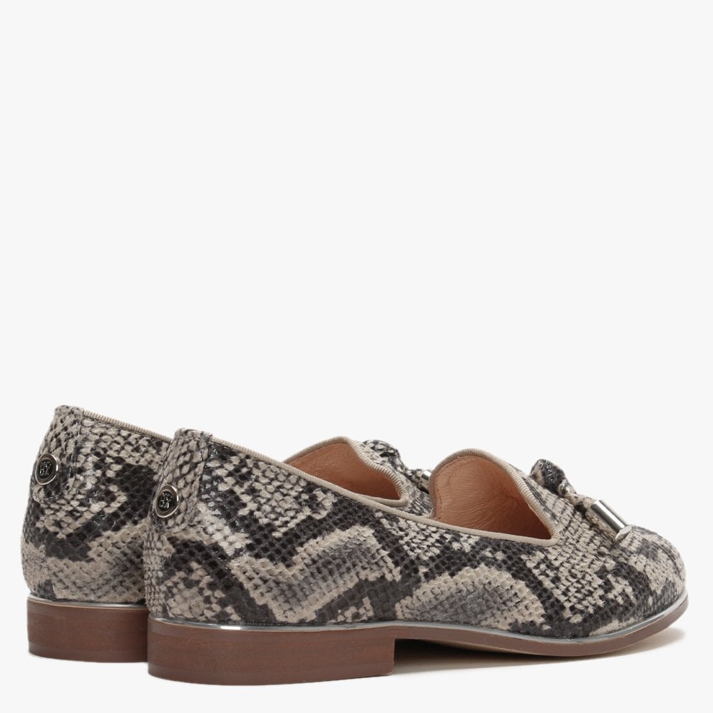 Eadlist Beige Reptile Tassel Loafers
