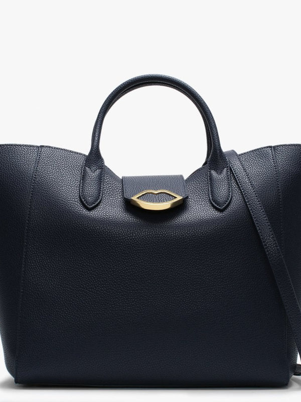 Luella Navy Grainy Leather Tote Bag