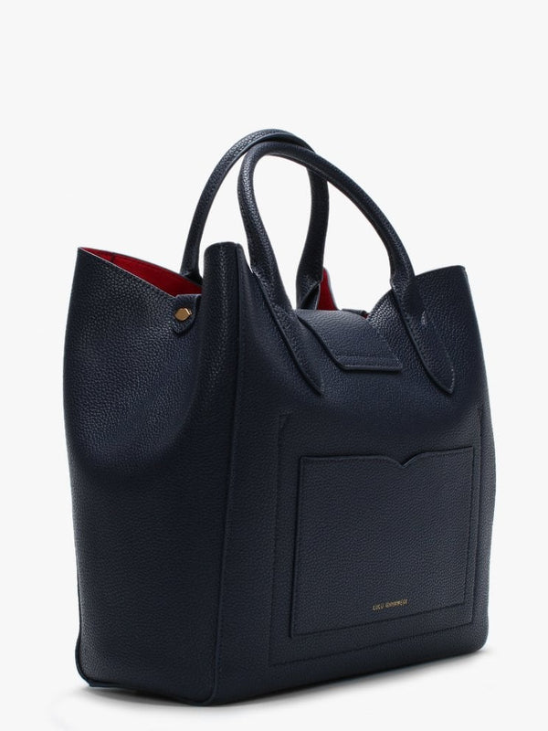 Luella Navy Grainy Leather Tote Bag