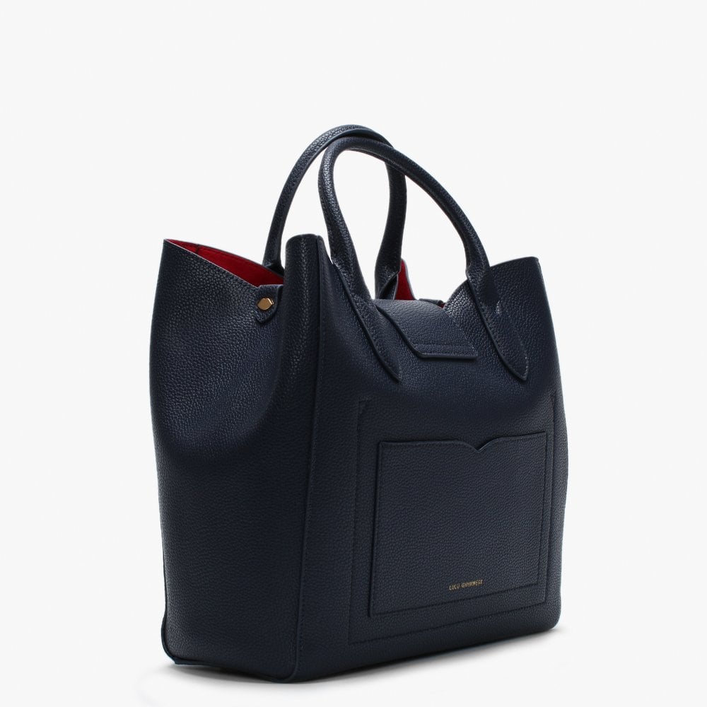 Luella Navy Grainy Leather Tote Bag