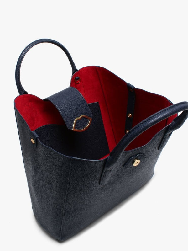 Luella Navy Grainy Leather Tote Bag