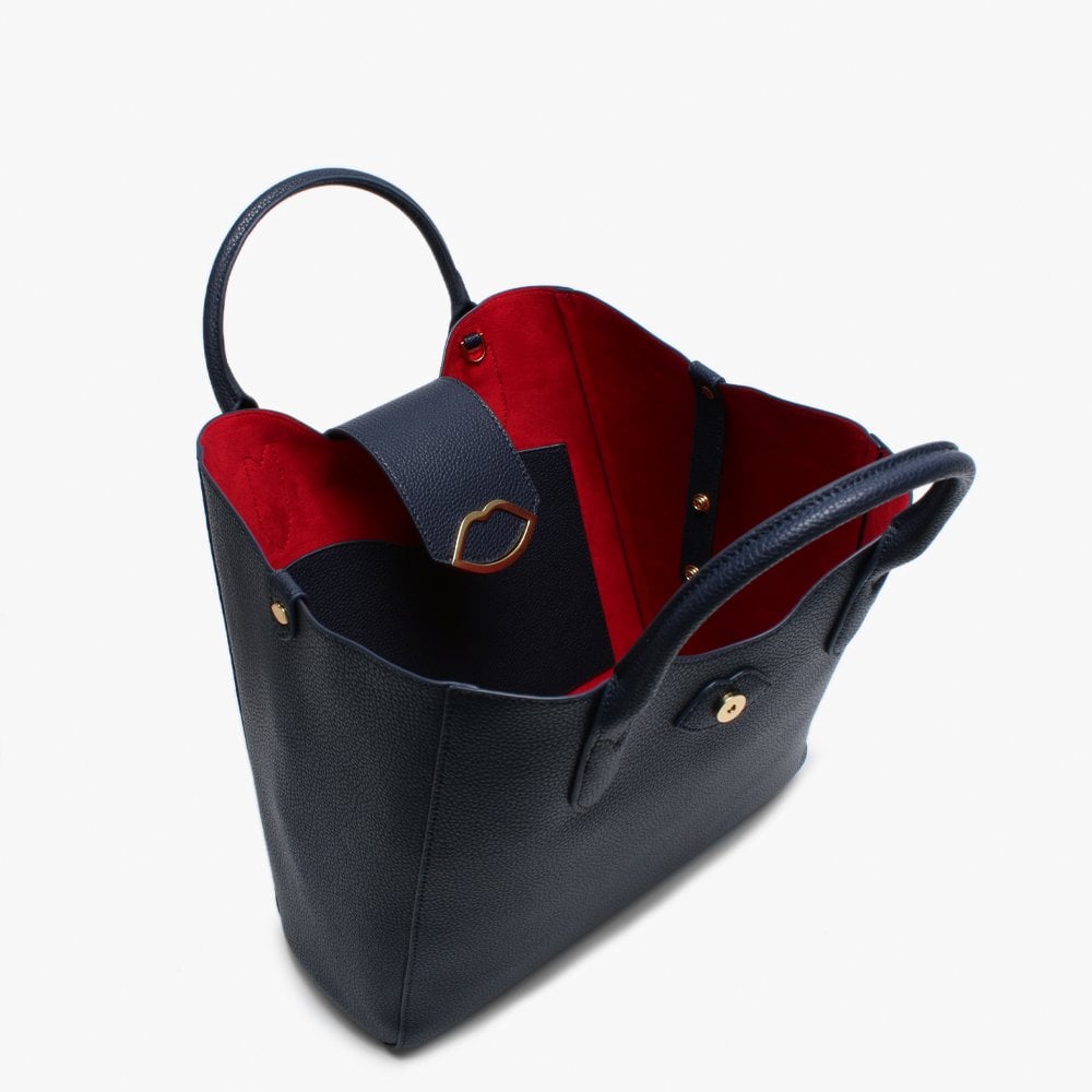 Luella Navy Grainy Leather Tote Bag