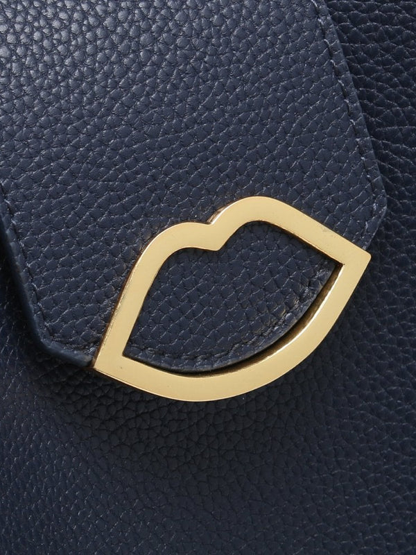 Luella Navy Grainy Leather Tote Bag