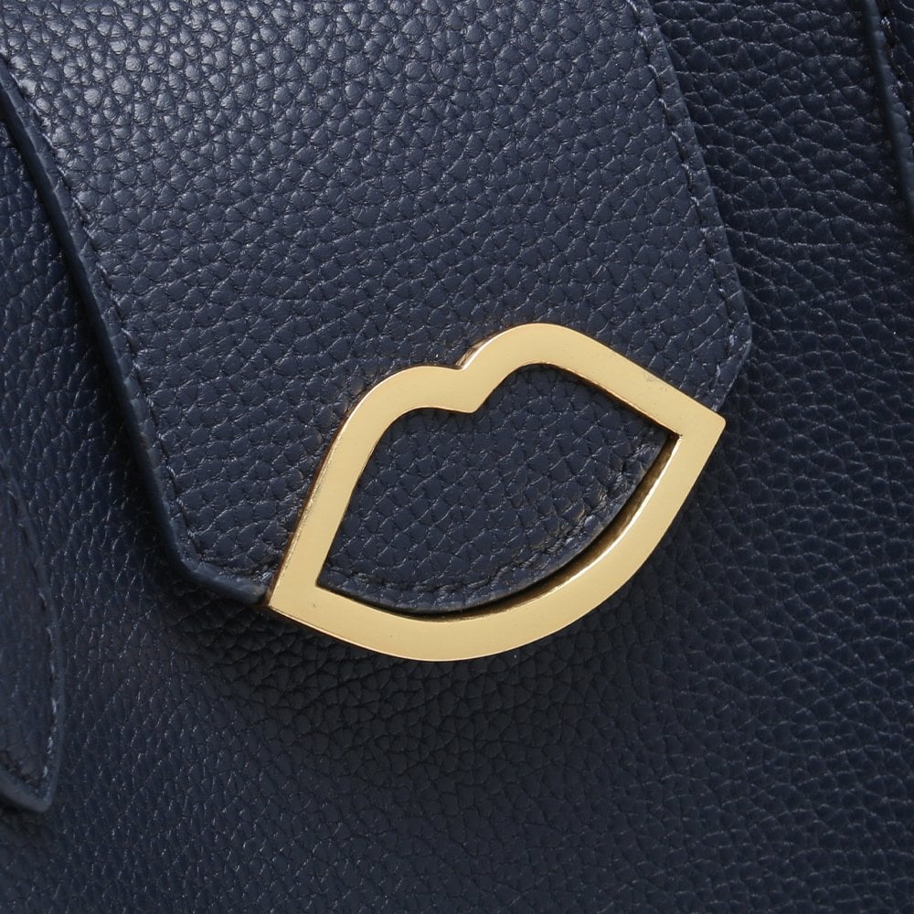 Luella Navy Grainy Leather Tote Bag