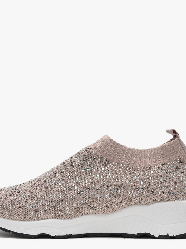 Breana Nude Knitted Embellished Trainers