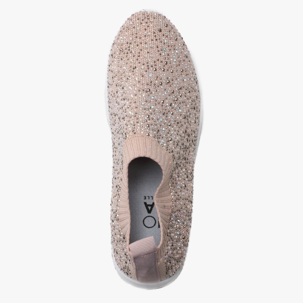 Breana Nude Knitted Embellished Trainers