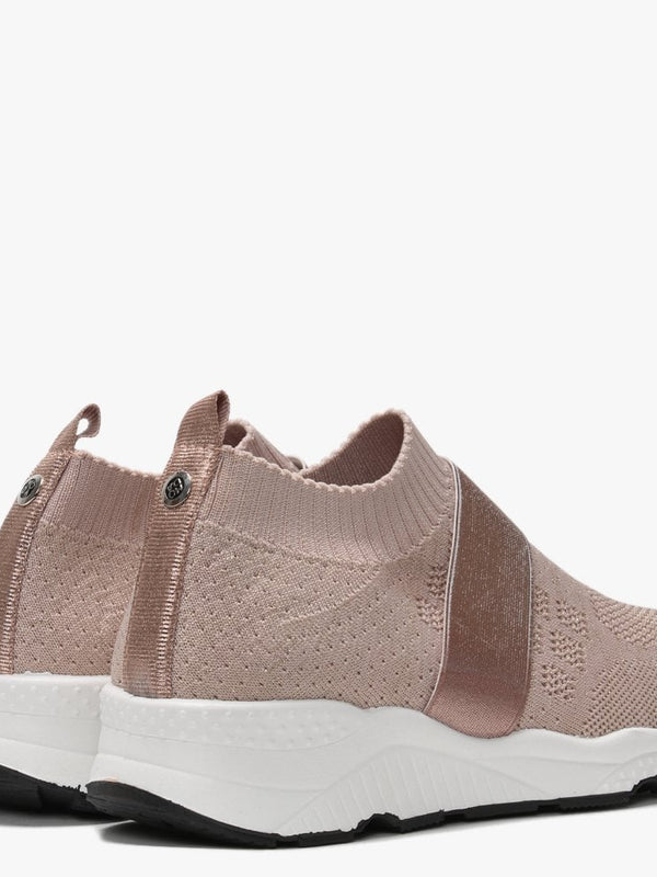 Breanie Nude Knitted Metallic Trainers