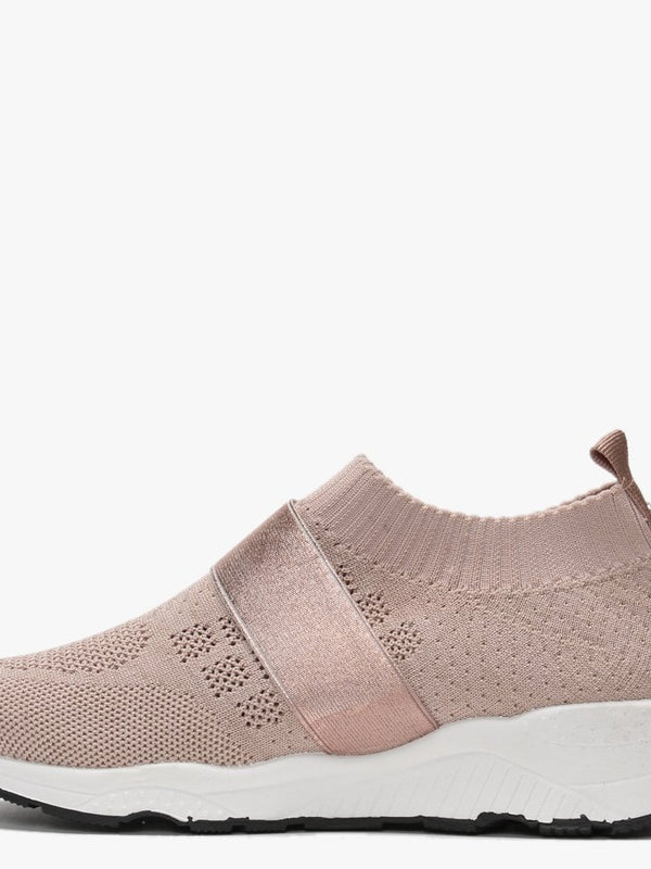 Breanie Nude Knitted Metallic Trainers