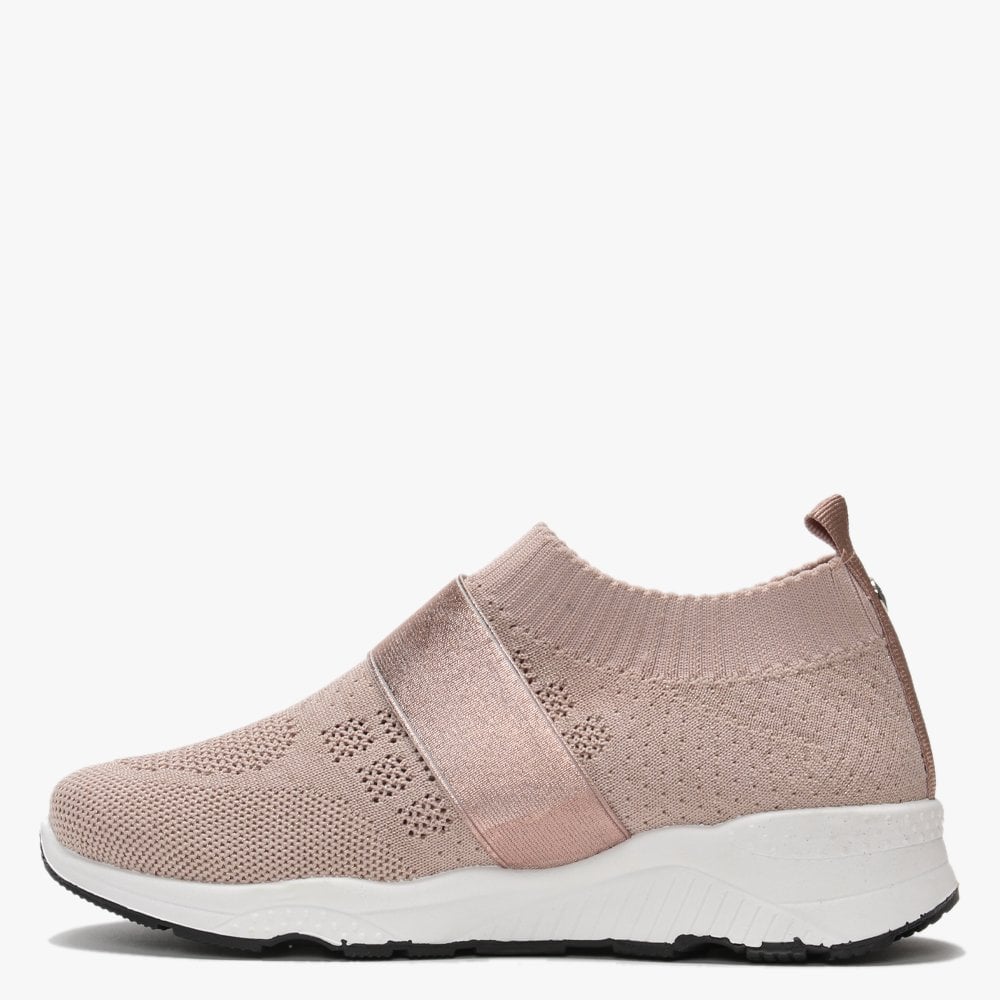 Breanie Nude Knitted Metallic Trainers