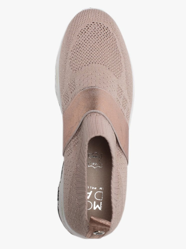 Breanie Nude Knitted Metallic Trainers