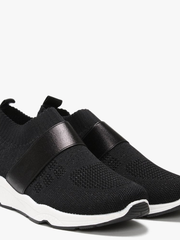 Breanie Black Knitted Metallic Trainers