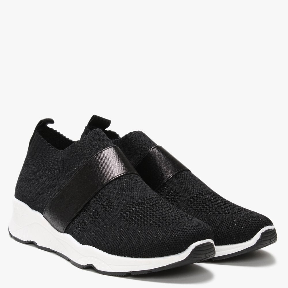Breanie Black Knitted Metallic Trainers