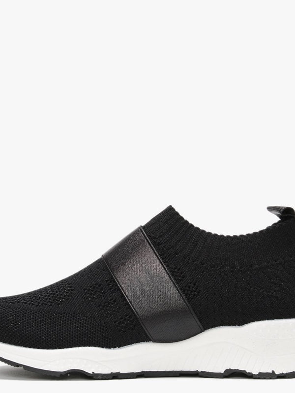 Breanie Black Knitted Metallic Trainers