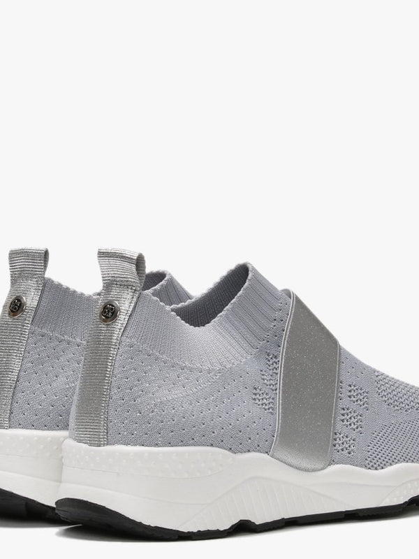 Breanie Grey Knitted Metallic Trainers