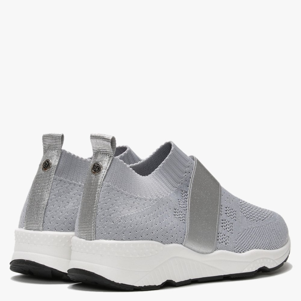 Breanie Grey Knitted Metallic Trainers