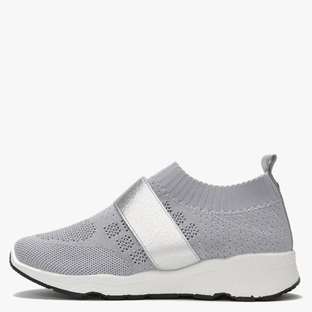 Breanie Grey Knitted Metallic Trainers