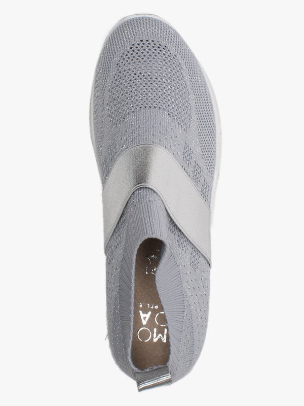 Breanie Grey Knitted Metallic Trainers
