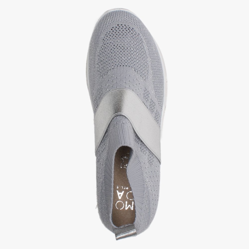Breanie Grey Knitted Metallic Trainers