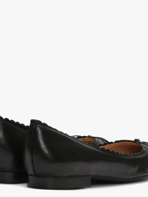 Glennie Black Leather Scalloped Edge Pumps