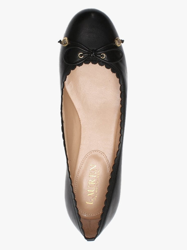 Glennie Black Leather Scalloped Edge Pumps