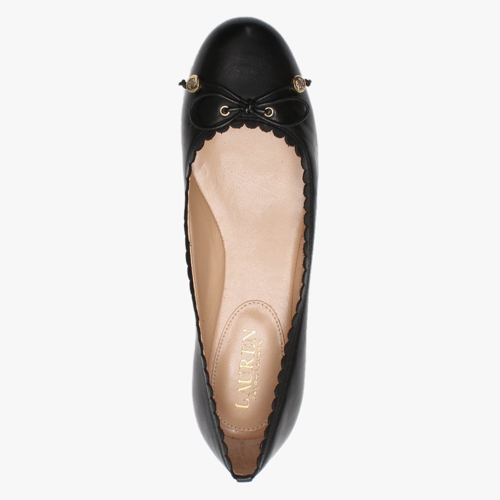 Glennie Black Leather Scalloped Edge Pumps