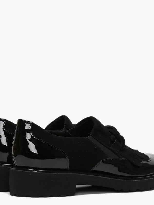 Lumino Black Patent Leather Fringe Loafers