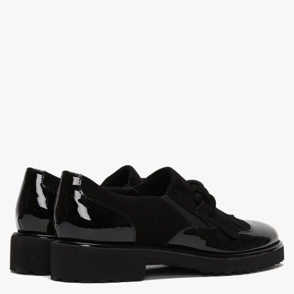 Lumino Black Patent Leather Fringe Loafers