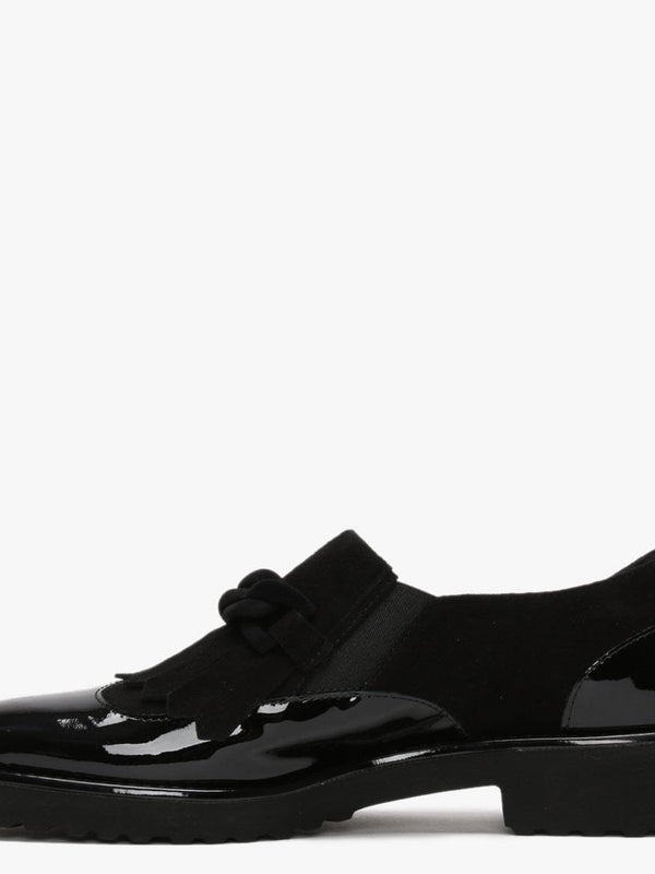 Lumino Black Patent Leather Fringe Loafers