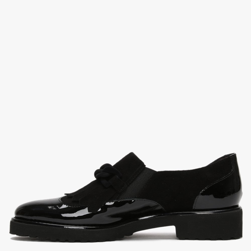 Lumino Black Patent Leather Fringe Loafers