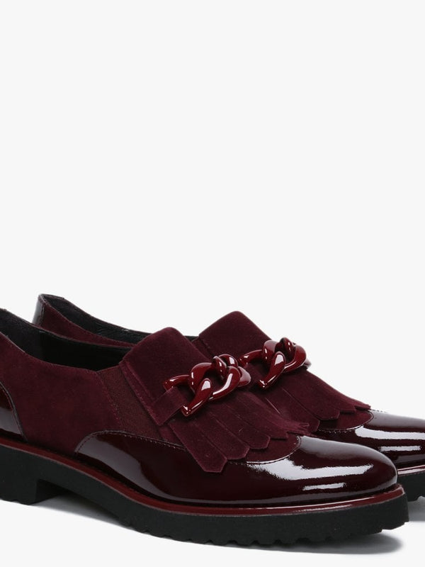 Lumino Burgundy Patent Leather Fringe Loafers