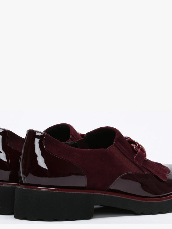 Lumino Burgundy Patent Leather Fringe Loafers