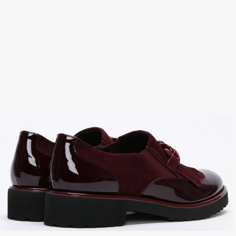 Lumino Burgundy Patent Leather Fringe Loafers