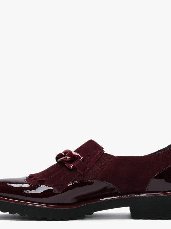 Lumino Burgundy Patent Leather Fringe Loafers