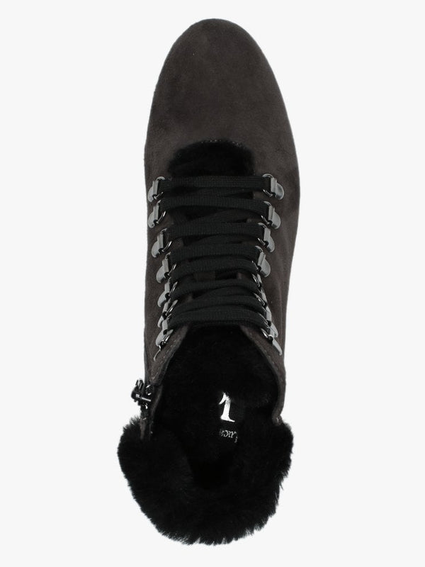 Loxton Grey Suede Wedge Hiker Boots