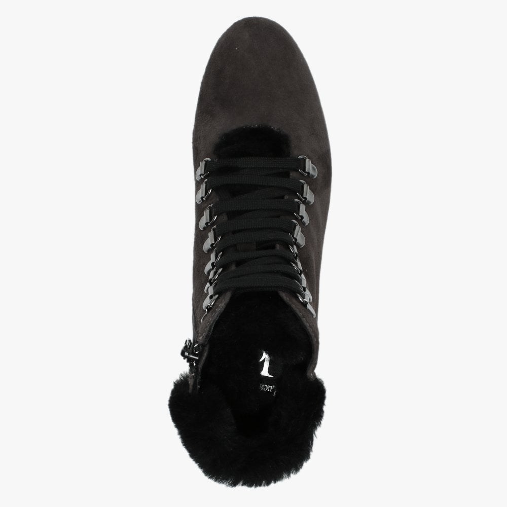 Loxton Grey Suede Wedge Hiker Boots